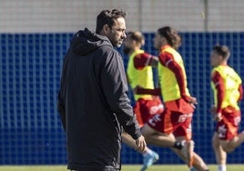 Fran Fernández, en un entrenamiento en Pinatar Arena.