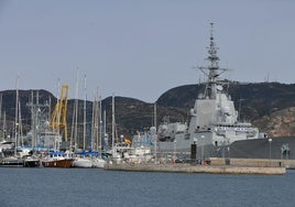 La fragata 'Almirante Juan de Borbón', este viernes, en Cartagena.