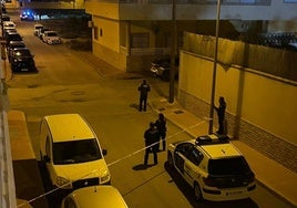 Los agentes, este jueves por la noche, en Roldán.