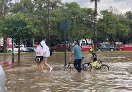 Inundaciones el pasado junio en la calles de la cudad de Murcia.