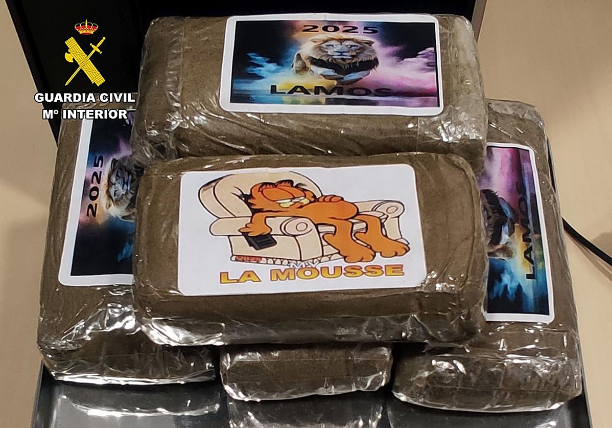 El hachís incautado por la Benemérita.