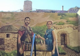 Mural de Aníbal e Himilce en las laderas del Molinete miran al Almarjal, en el callejón de San Esteban.