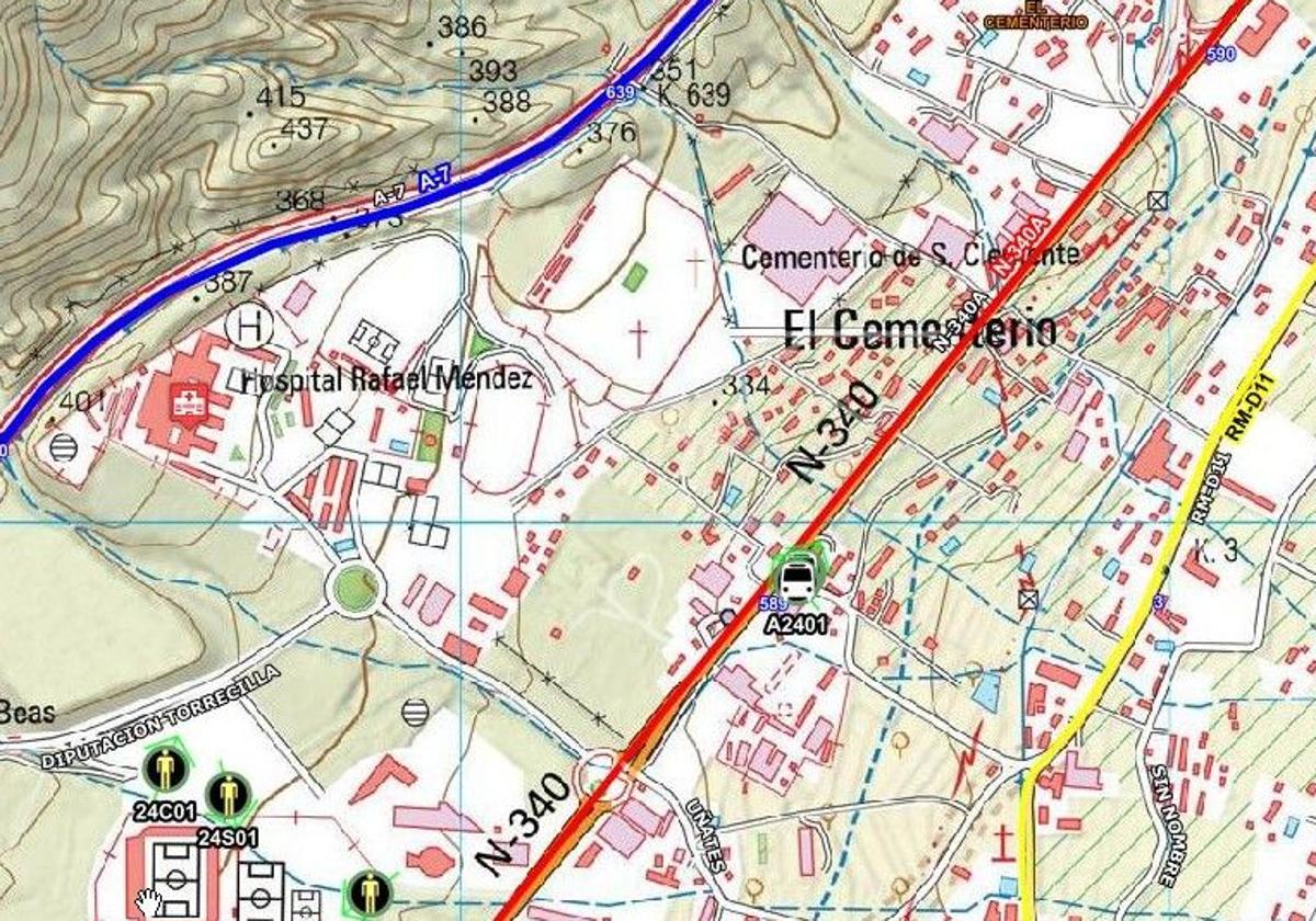 Plano del punto donde sucedió el accidente.