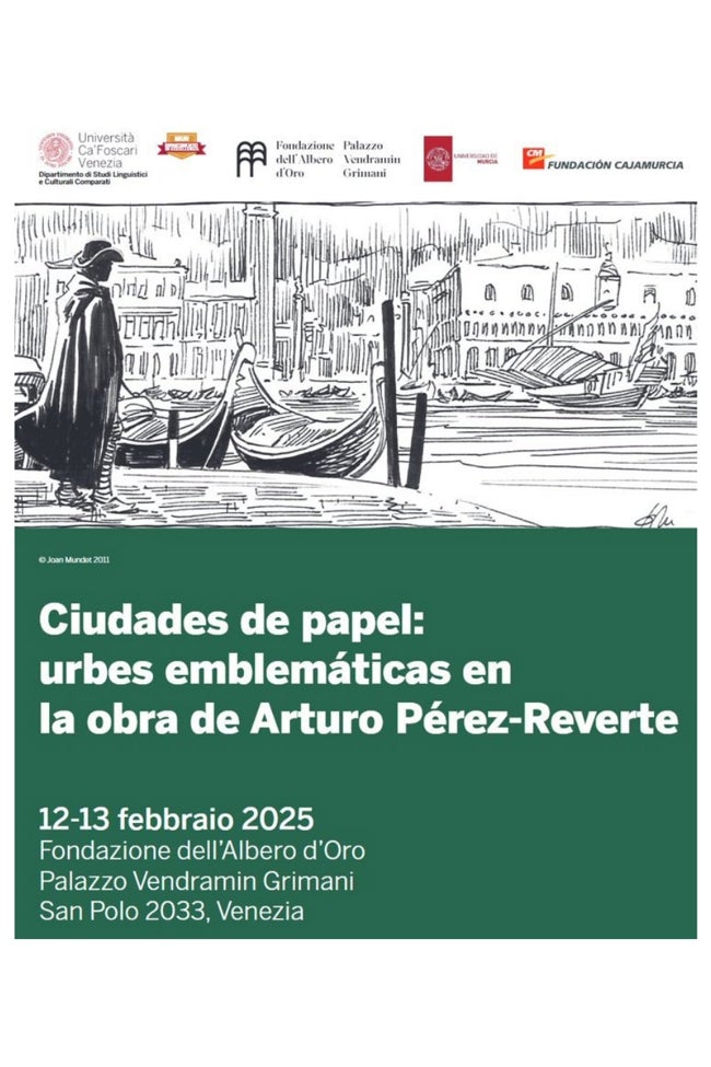 Cartel de las jornadas dedicadas a Pérez-Reverte en Venecia.