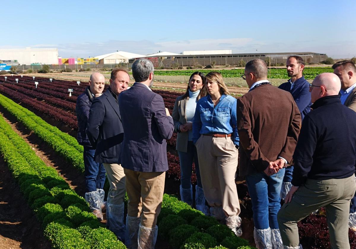 La consejera de Agua y Agricultura, Sara Rubira, en su visita a las fincas experimentales de la empresa Syngenta en La Puebla, Cartagena, este miércoles.