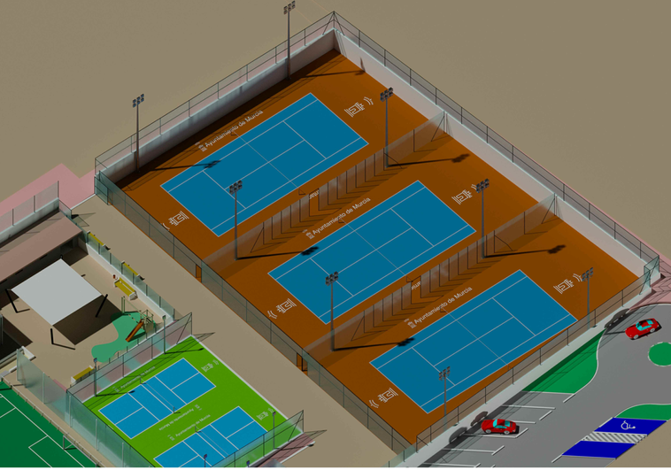 Recreación de las pistas de tenis que se construirán en El Palmar.