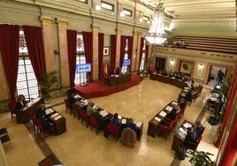 Un instante del Pleno del Ayuntamiento de Murcia de este jueves.