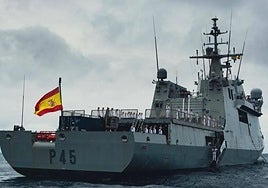 El BAM 'Audaz' tras su regreso después de realizar un despliegue en el Golfo de Guinea en 2023.