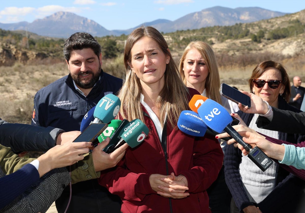 La ministra para la Transición Ecológica y Reto Demográfico durante su intervención ante los medios de comunicación en Zarcilla de Ramos.