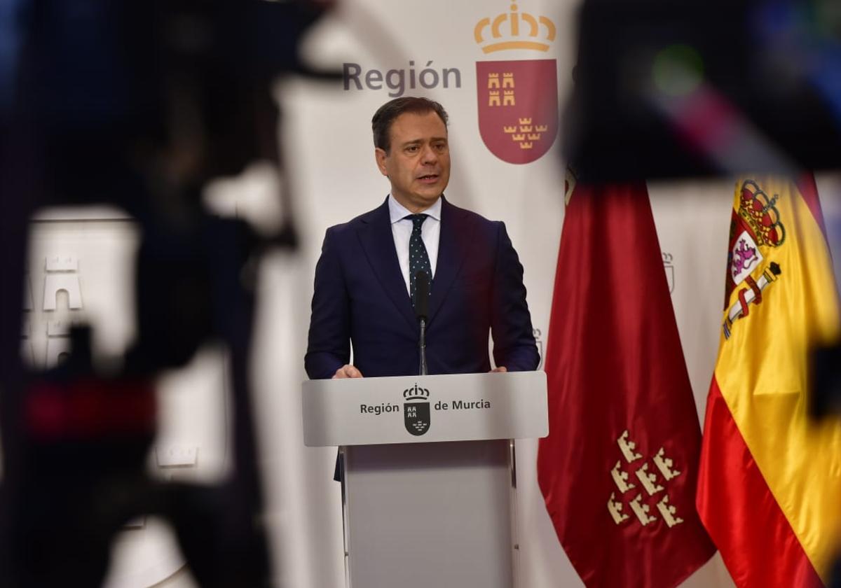 Marcos Ortuño, durante la rueda de prensa en San Esteban de este jueves.