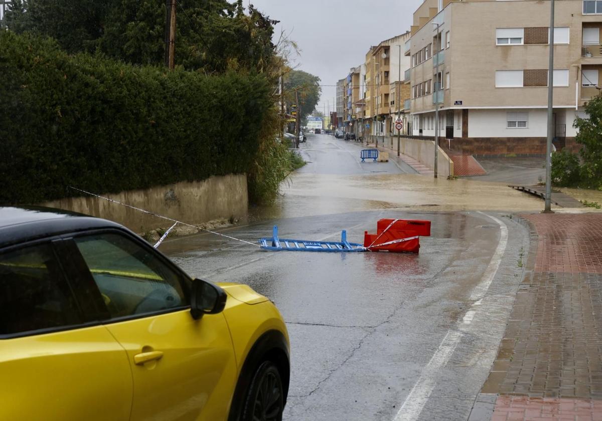 Inundaciones provocadas por las lluvias en la zona del Regueron y Rambla del Garruchal de Murcia.