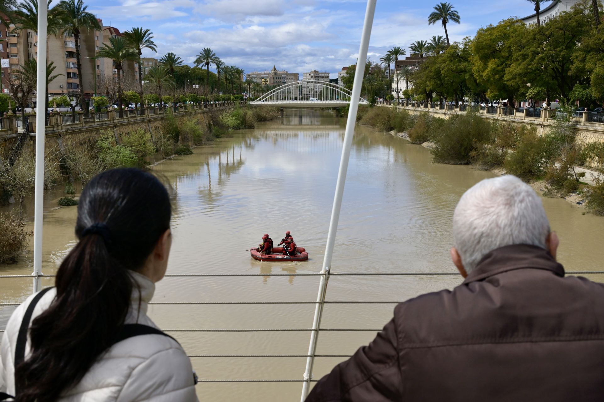 La reanudación del dispositivo de búsqueda de una persona desaparecida en el río Segura de Murcia, en imágenes