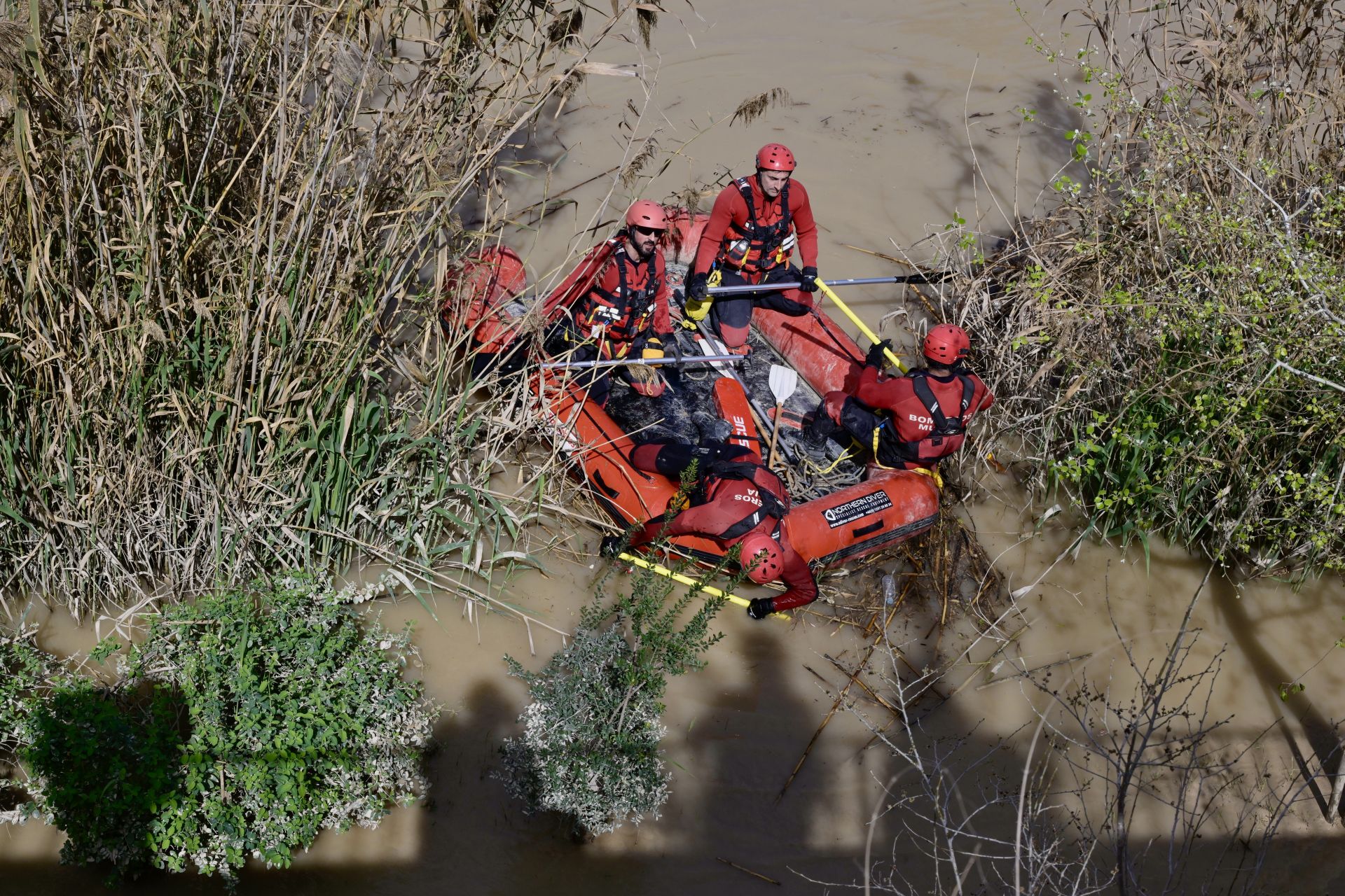 La reanudación del dispositivo de búsqueda de una persona desaparecida en el río Segura de Murcia, en imágenes