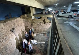 La muralla del parking de la Glorieta, este martes.