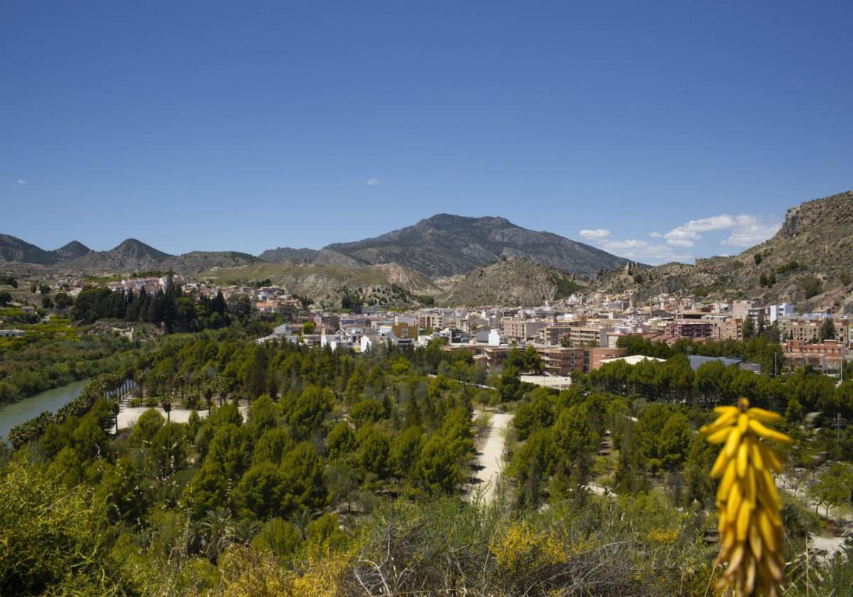 Panorámica del municipio de Blanca, bañado por el río Segura.