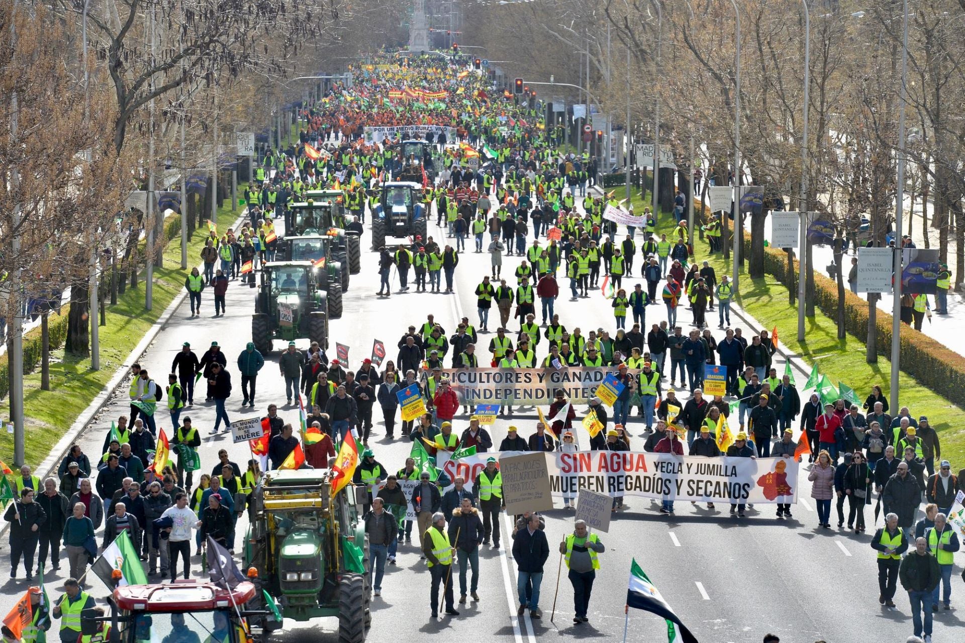 Más de 100 tractores y 5.000 agricultores se manifestaron frente al Ministerio de Agricultura, Pesca y Alimentación en Madrid