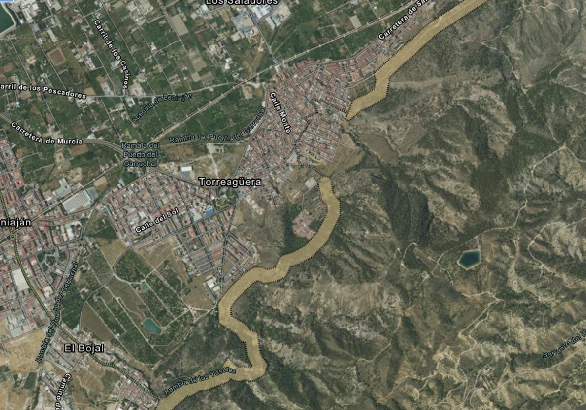 Mapa de la zona en el geoportal del Ayuntamiento de Murcia.