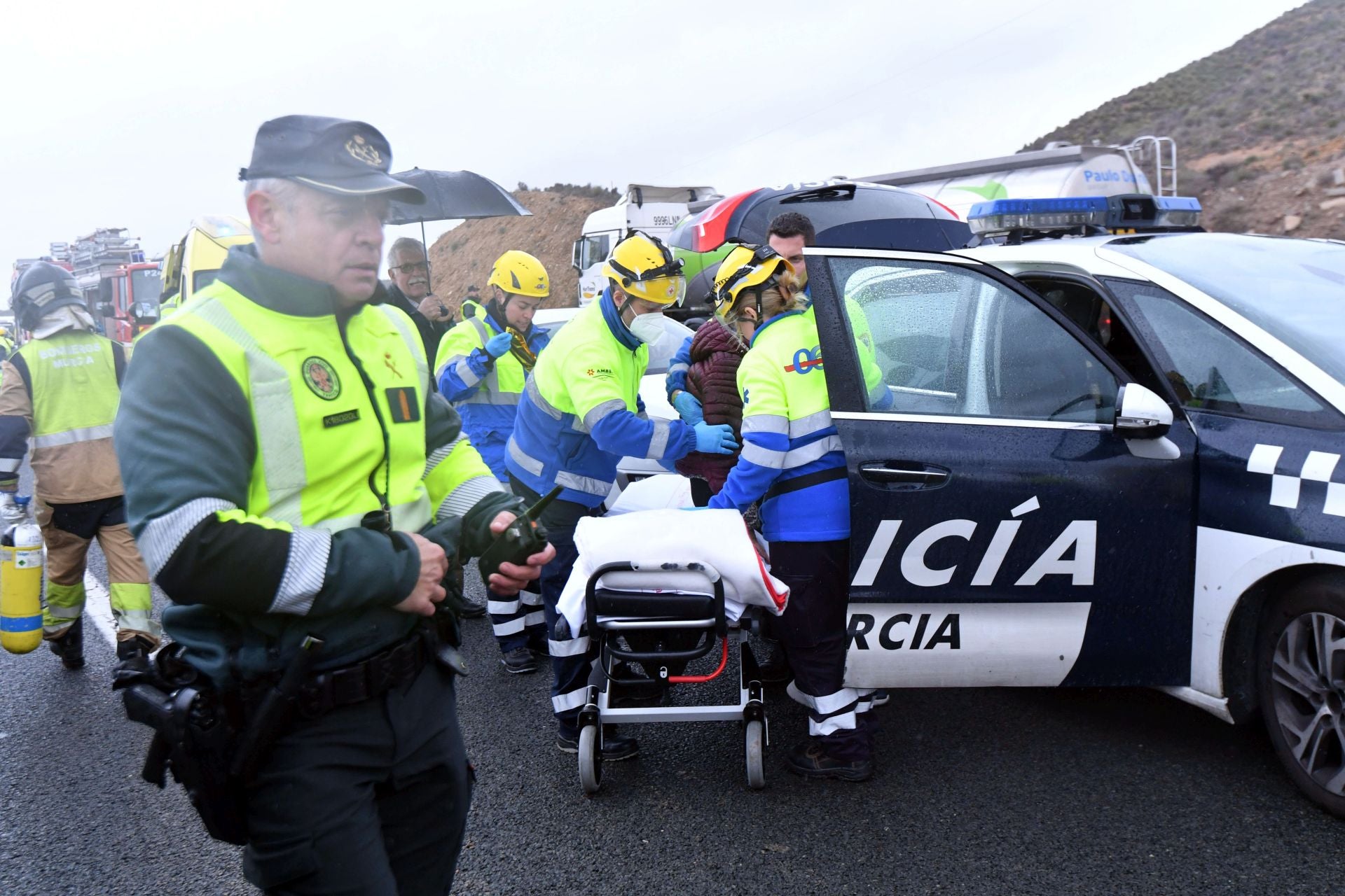 Las imágenes del accidente de autobús en la autovía A-7 en Murcia