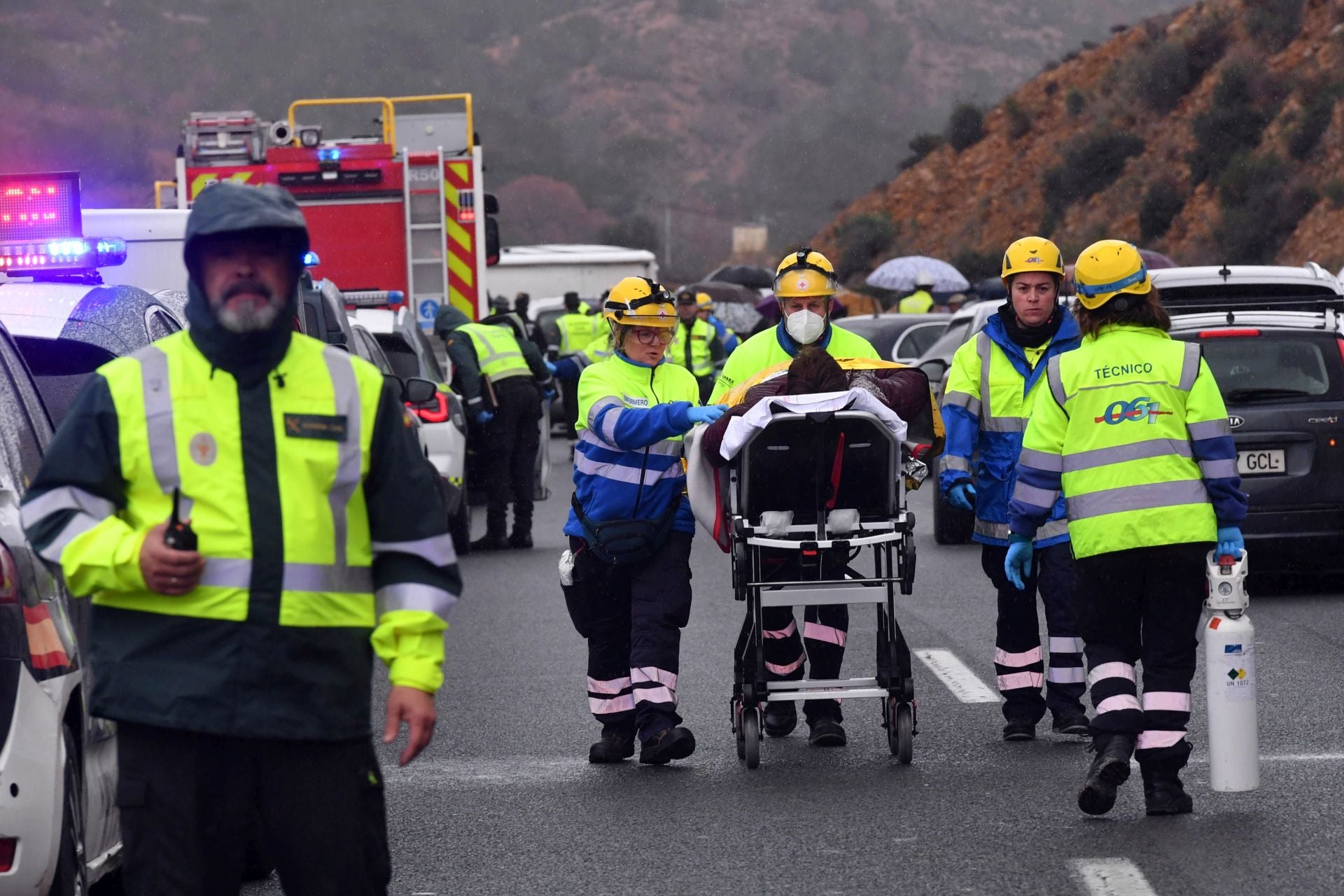 Las imágenes del accidente de autobús en la autovía A-7 en Murcia