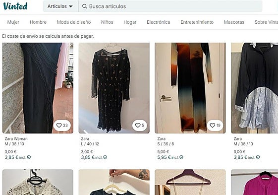 Prendas de ropa publicadas en Vinted.