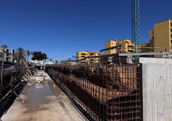 La zona donde se están ejecutando las obras de construcción del parque, ayer.