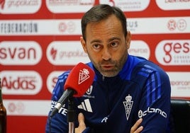 Fran Fernández en la rueda de prensa previa al partido contra el Betis Deportivo.