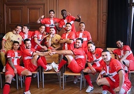 La plantilla del Jimbee Cartagena, en una imagen tomada este jueves por la UEFA en Le Mans.