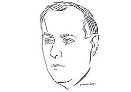 El poeta Julián Andúgar, en una ilustración del artista murciano Antonio Hernández Carpe.