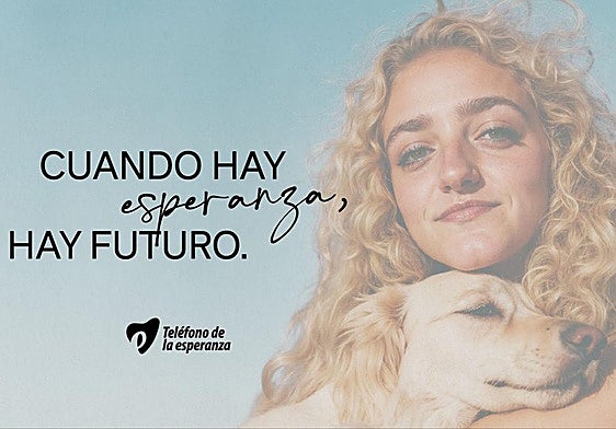 La imagen de la inteligencia artificial LucIA, en un cartel de la nueva campaña de Teléfono de la Esperanza.