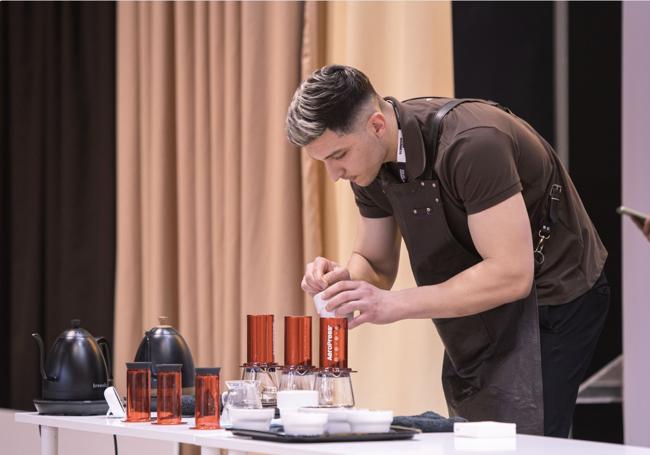 El barista, en el último Brewers Cup Championship Spain 2025, donde quedó segundo.