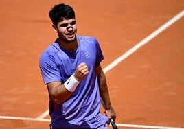 Carlos Alcaraz, este martes, en el Masters 1000 de Roma.