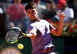 Carlos Alcaraz, durante el transcurso del encuentro ante Musetti.