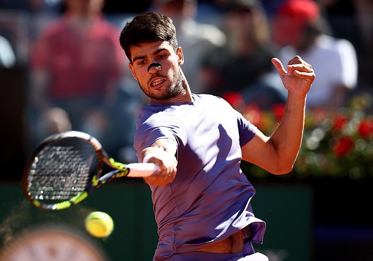 Carlos Alcaraz, durante el transcurso del encuentro ante Musetti.