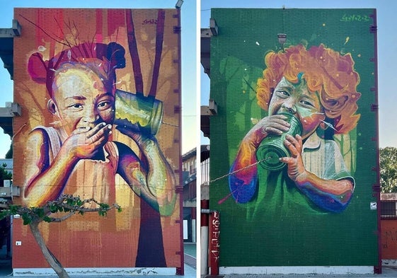 Los murales en el CEIP Los Rosales de El Palmar.