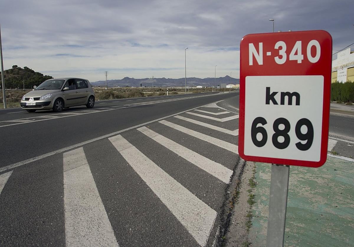 Tramo de la N-340 a su paso por Orihuela.