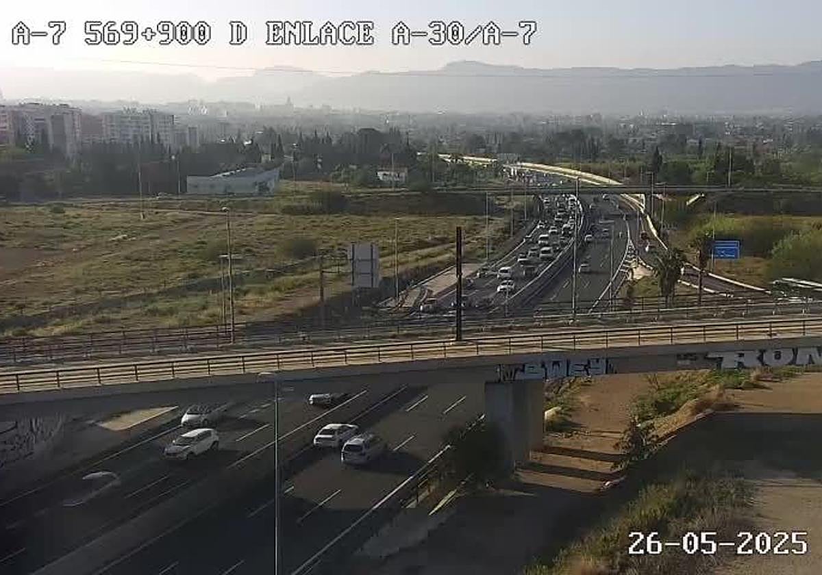 La autovía A-30, este lunes, a la altura de Murcia.