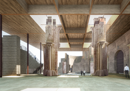 Vista de cómo quedará el interior de la Catedral con la nueva cubierta de madera.