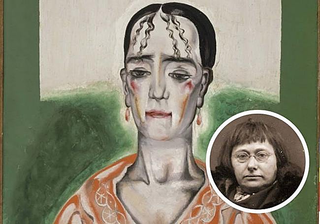 'La española' (c. 1910-1913), de María Blanchard, muestra a Francisca Calpe apenada por la muerte de su hija. en la imagen pequeña, retrato de la pintora María Blanchard, a la que Francisca conoció en el inmueble parisino de los artistas, el Bateau-Lavoir.