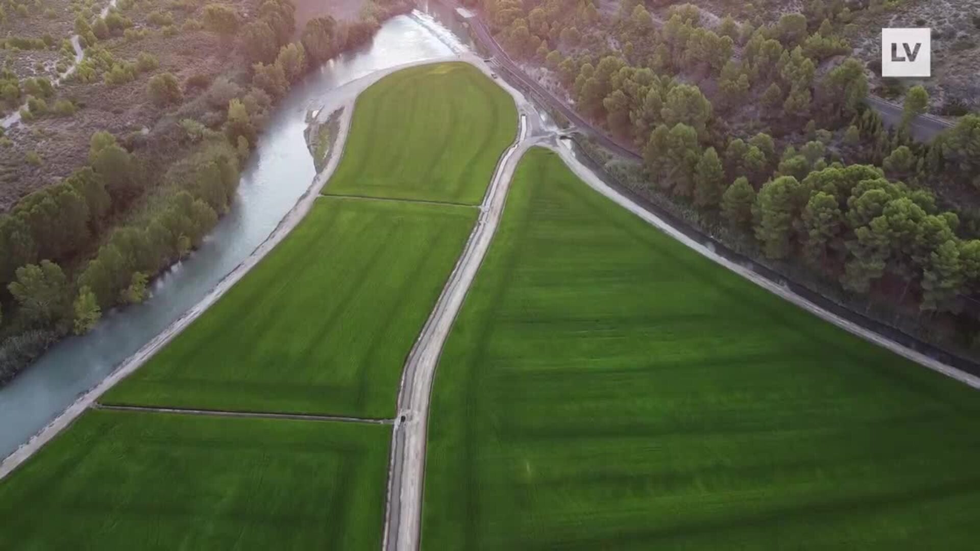 Los arrozales de Calasparra, a vista de dron