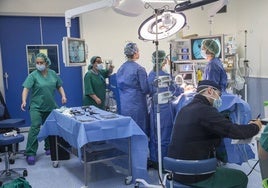 Los proveedores de material quirúrgico y prótesis sufren, entre otros, el parón en los pagos. En la imagen, una intervención quirúrgica en Cartagena.