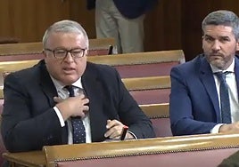 Los senadores del PP por la Región de Murcia Francisco Bernabé y Antonio Luengo.