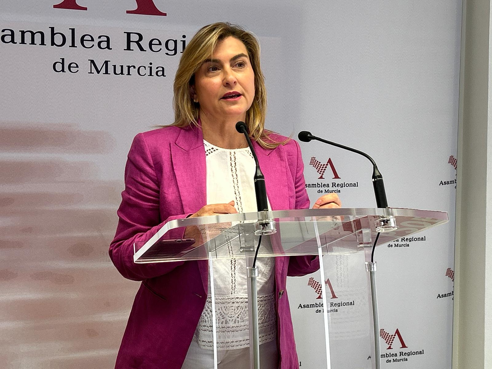 Carmina Fernández durante su intervencion en la Asamblea Regional.
