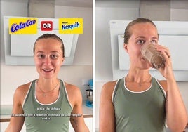 La influencer probando las bebidas en un 'reel'.