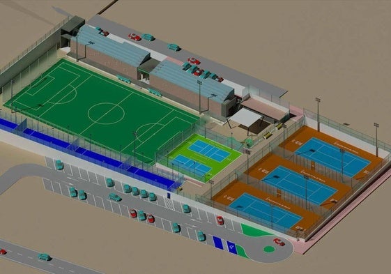 Recreación de la futura Ciudad del Tenis Carlos Alcaraz de Murcia.