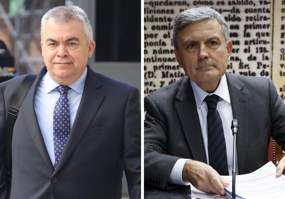 Santos Cerdán y Pedro Saura en sendas imágenes de archivo.