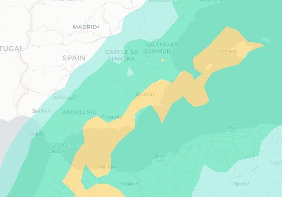 Imagen del radar que analiza la cantidad de polvo sahariano en el aire.