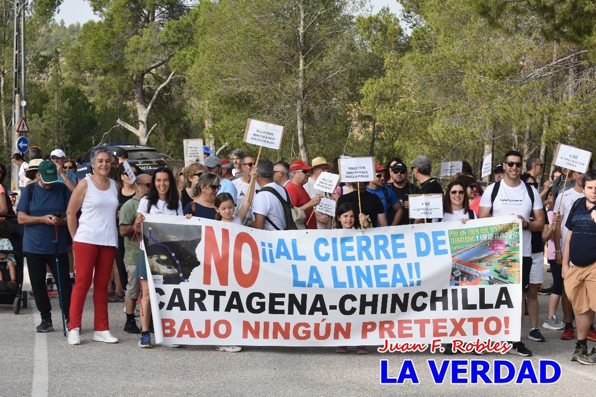 Imágenes de la marcha convocada por Plaza Nueva por la conexión ferroviaria con Albacete