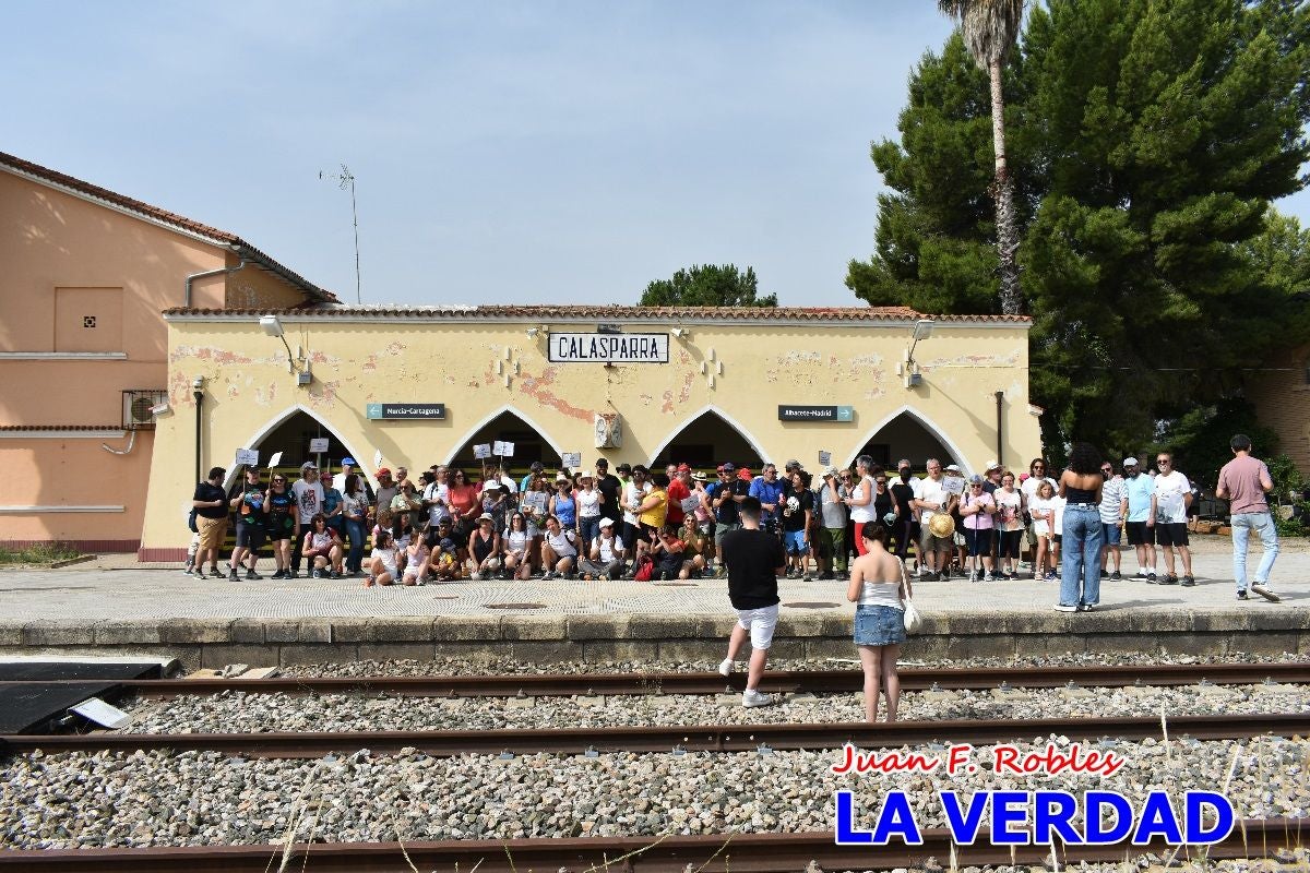 Imágenes de la marcha convocada por Plaza Nueva por la conexión ferroviaria con Albacete