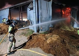 Los bomberos trabajando para apagar el incendio.