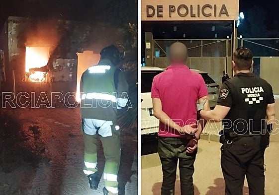 Un bombero en el lugar del suceso y momento de la detención del presunto delincuente.